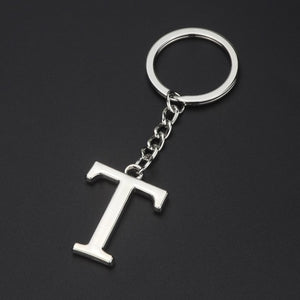 DIY A-Z Letters key Chain Car Men Metal Keychain Ring Women Car Key Ring Simple Silver Color Letter Name Key chain Party Gift