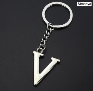 DIY A-Z Letters key Chain Car Men Metal Keychain Ring Women Car Key Ring Simple Silver Color Letter Name Key chain Party Gift