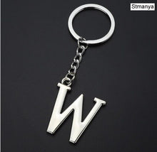 Load image into Gallery viewer, DIY A-Z Letters key Chain Car Men Metal Keychain Ring Women Car Key Ring Simple Silver Color Letter Name Key chain Party Gift
