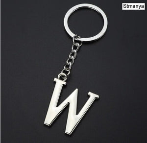 DIY A-Z Letters key Chain Car Men Metal Keychain Ring Women Car Key Ring Simple Silver Color Letter Name Key chain Party Gift