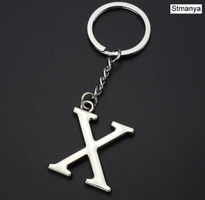 DIY A-Z Letters key Chain Car Men Metal Keychain Ring Women Car Key Ring Simple Silver Color Letter Name Key chain Party Gift