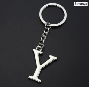 DIY A-Z Letters key Chain Car Men Metal Keychain Ring Women Car Key Ring Simple Silver Color Letter Name Key chain Party Gift