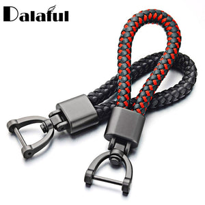 Hand Woven Leather Car KeyChain Detachable Metal 360 Degree Rotating Horseshoe Buckle Key Chain For Men High Quality Gift K393