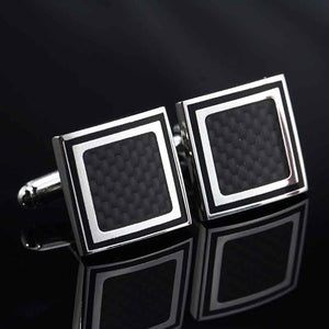 MeMolissa Display Box Cufflinks Classic Square Cufflinks Silver with Black Enamel Cufflink Christmas Gifts Free Tag & Wipe Cloth