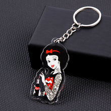 Load image into Gallery viewer, Cute Cartoon Icons Cool Tattoo Girl princess keychain on Backpack Key Chain Acrylic Keyring for women girls gift
