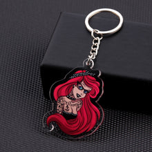 Load image into Gallery viewer, Cute Cartoon Icons Cool Tattoo Girl princess keychain on Backpack Key Chain Acrylic Keyring for women girls gift
