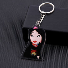 Load image into Gallery viewer, Cute Cartoon Icons Cool Tattoo Girl princess keychain on Backpack Key Chain Acrylic Keyring for women girls gift
