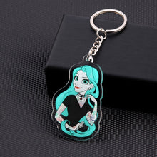 Load image into Gallery viewer, Cute Cartoon Icons Cool Tattoo Girl princess keychain on Backpack Key Chain Acrylic Keyring for women girls gift
