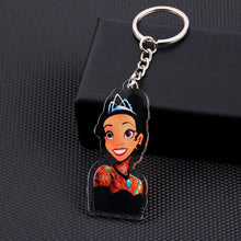 Load image into Gallery viewer, Cute Cartoon Icons Cool Tattoo Girl princess keychain on Backpack Key Chain Acrylic Keyring for women girls gift
