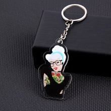 Load image into Gallery viewer, Cute Cartoon Icons Cool Tattoo Girl princess keychain on Backpack Key Chain Acrylic Keyring for women girls gift
