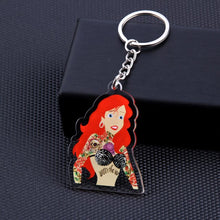 Load image into Gallery viewer, Cute Cartoon Icons Cool Tattoo Girl princess keychain on Backpack Key Chain Acrylic Keyring for women girls gift
