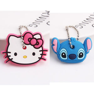 2Pcs/set Protective Key Case Cover for Key Control Dust Cover Holder Cartoon Silicone  Organizer cat Home Accessories Supplies