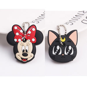 2Pcs/set Protective Key Case Cover for Key Control Dust Cover Holder Cartoon Silicone  Organizer cat Home Accessories Supplies