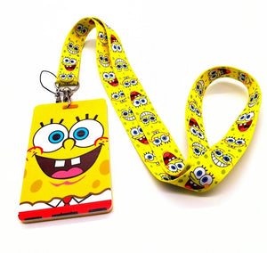 new Retail 1 pcs SpongeBob Card lanyard Neck Strap Lanyards Card Holders Bank Neck Strap Card Bus ID Holders Rope Key Chains