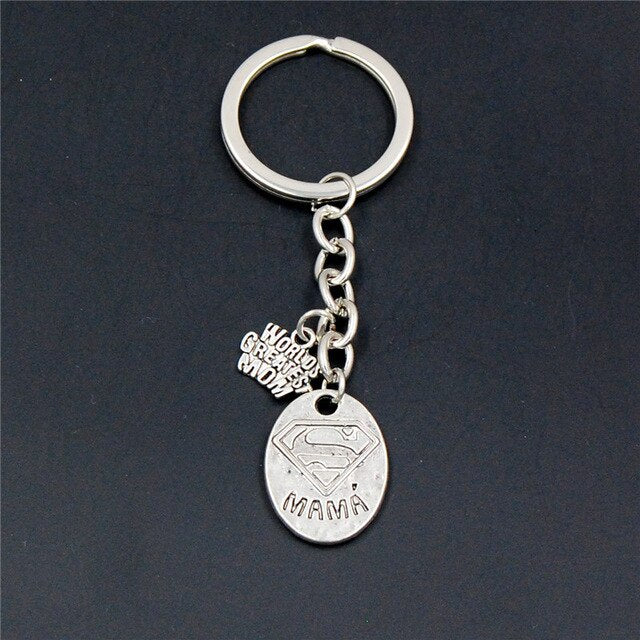 1PC  Super Mom Key Chain Round Key Ring Diy Mother's Day Gift For Mother