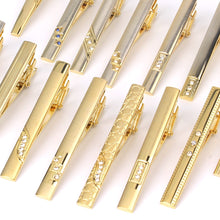 Load image into Gallery viewer, New Tie Clips Men&#39;s Metal Necktie Bar Crystal Dress Shirts Tie Pin For Wedding Ceremony Metal Gold Tie Clip Man Accessories
