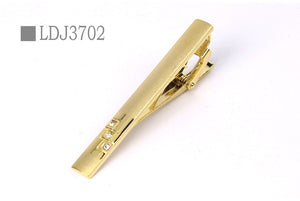 New Tie Clips Men's Metal Necktie Bar Crystal Dress Shirts Tie Pin For Wedding Ceremony Metal Gold Tie Clip Man Accessories