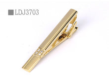 Load image into Gallery viewer, New Tie Clips Men&#39;s Metal Necktie Bar Crystal Dress Shirts Tie Pin For Wedding Ceremony Metal Gold Tie Clip Man Accessories
