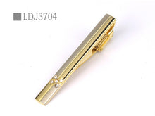 Load image into Gallery viewer, New Tie Clips Men&#39;s Metal Necktie Bar Crystal Dress Shirts Tie Pin For Wedding Ceremony Metal Gold Tie Clip Man Accessories
