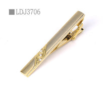 Load image into Gallery viewer, New Tie Clips Men&#39;s Metal Necktie Bar Crystal Dress Shirts Tie Pin For Wedding Ceremony Metal Gold Tie Clip Man Accessories
