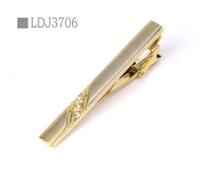 New Tie Clips Men's Metal Necktie Bar Crystal Dress Shirts Tie Pin For Wedding Ceremony Metal Gold Tie Clip Man Accessories