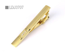 Load image into Gallery viewer, New Tie Clips Men&#39;s Metal Necktie Bar Crystal Dress Shirts Tie Pin For Wedding Ceremony Metal Gold Tie Clip Man Accessories
