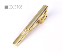 Load image into Gallery viewer, New Tie Clips Men&#39;s Metal Necktie Bar Crystal Dress Shirts Tie Pin For Wedding Ceremony Metal Gold Tie Clip Man Accessories
