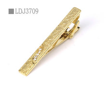 Load image into Gallery viewer, New Tie Clips Men&#39;s Metal Necktie Bar Crystal Dress Shirts Tie Pin For Wedding Ceremony Metal Gold Tie Clip Man Accessories
