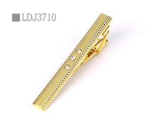 Load image into Gallery viewer, New Tie Clips Men&#39;s Metal Necktie Bar Crystal Dress Shirts Tie Pin For Wedding Ceremony Metal Gold Tie Clip Man Accessories
