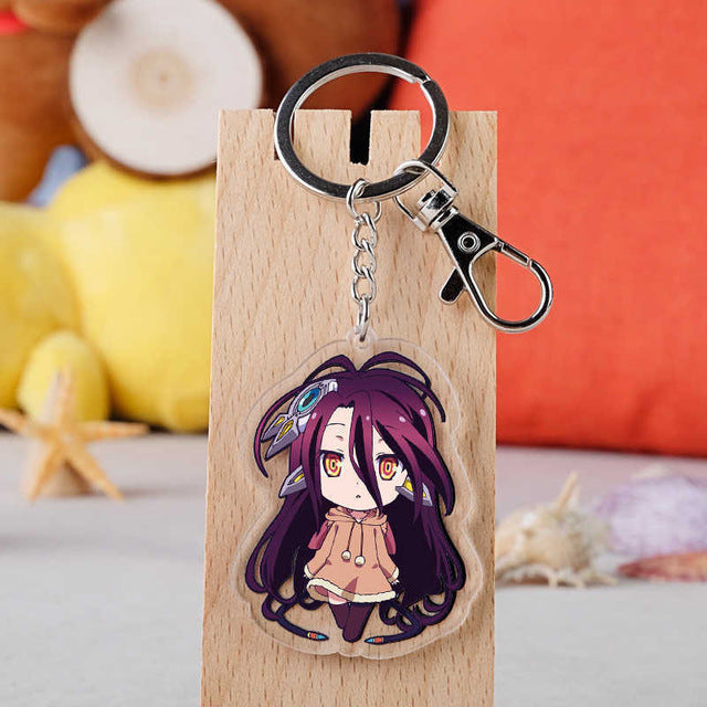 Anime NO GAME NO LIFE Keychain Cartoon Figure Sora Model Pendants Key Ring Gift